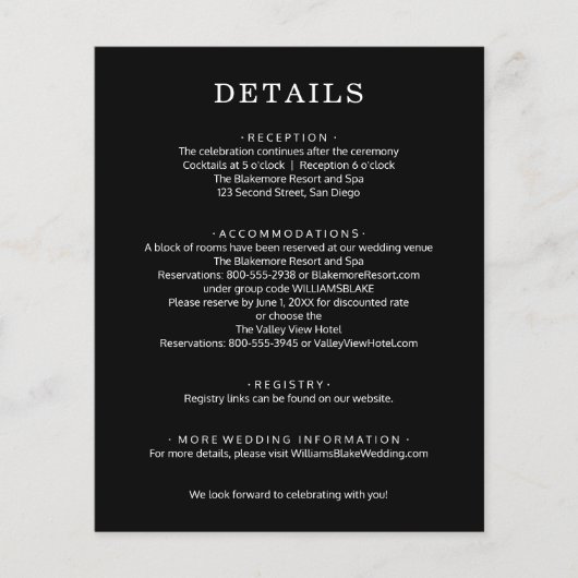 Details budget zwart-witbruiloft flyer (Voorkant)