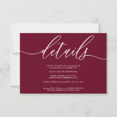 Details Burgundy Simple RSVP Kaartje (Voorkant)