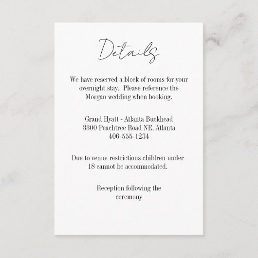 Details Card for any wedding RSVP Kaartje (Voorkant)