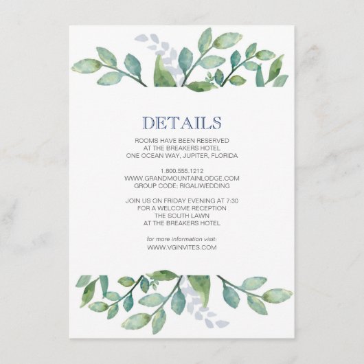 Details Card Greenery Suite Informatiekaartje (Voorkant)