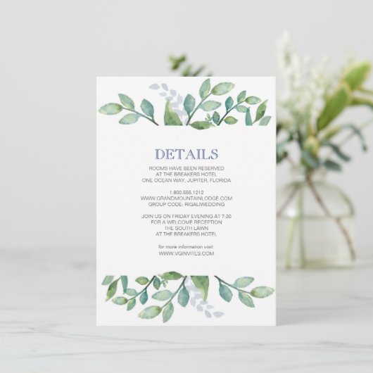 Details Card Greenery Suite Informatiekaartje (Staand voorkant)