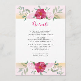 Details Card Pink Flowers & Stripes Informatiekaartje