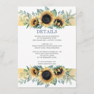 Details Card Sunflower en Navy Blue Invite Set Informatiekaartje