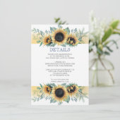 Details Card Sunflower en Navy Blue Invite Set Informatiekaartje (Staand voorkant)
