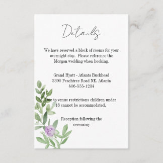 Details Card Wedding lavender purple RSVP Kaartje
