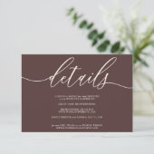 Details Chocolate Brown Simple RSVP Kaartje (Staand voorkant)