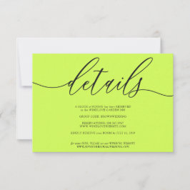Details Cyber Lime Jet Black Eenvoudig RSVP Kaartje