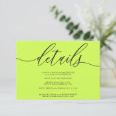 Details Cyber Lime Jet Black Simple RSVP Kaartje (Staand voorkant)