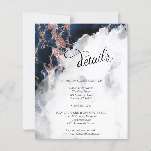 Details Dana-Navy Blue Roos Gold Waterverf Geode (Voorkant)