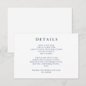 Details | Dusty Navy Blue Wedding Details Kaart (Voorkant / Achterkant)