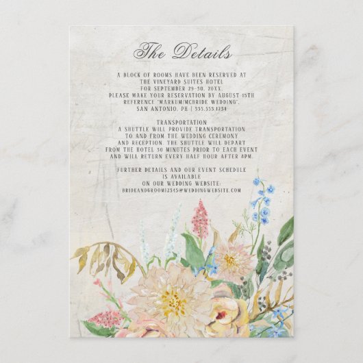 Details Eenvoudig Modern Foliage  Bloemen Informatiekaartje (Voorkant)