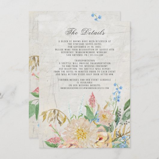 Details Eenvoudig Modern Foliage Bloemen Informatiekaartje (Voorkant / Achterkant)