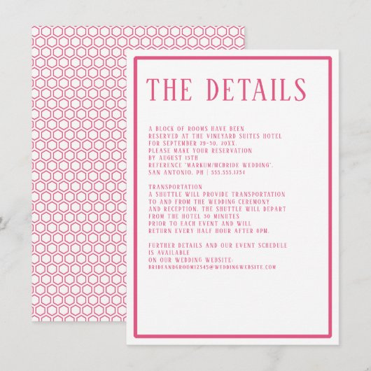 Details Eenvoudig Modern Vetgedrukte Kleur Hexagon Informatiekaartje (Voorkant / Achterkant)