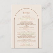 Details eenvoudige boho Arch Ivory Wedding Informatiekaartje (Voorkant)