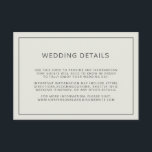 Details eenvoudige rand lichte beige bruiloft informatiekaartje<br><div class="desc">Eenvoudige trouwgegevens,  bijsluitkaart met een rand rond uw details op een lichtbeige achtergrond. Deze basisomhullingskaarten bieden uw gasten belangrijke informatie over uw speciale dag en zijn perfect voor een moderne bruiloft.</div>