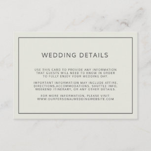Details eenvoudige rand lichte beige bruiloft informatiekaartje