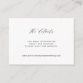 Details eenvoudige witte zwarte bruiloft informatiekaartje (Voorkant)