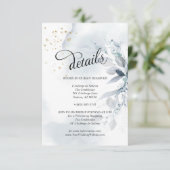 Details Elegant Dusty Blue Waterverf Foliage Kaart (Staand voorkant)