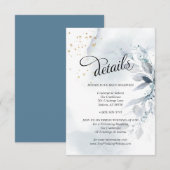 Details Elegant Dusty Blue Waterverf Foliage Kaart (Voorkant / Achterkant)