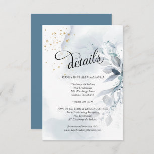 Details Elegant Dusty Blue Waterverf Foliage Kaart