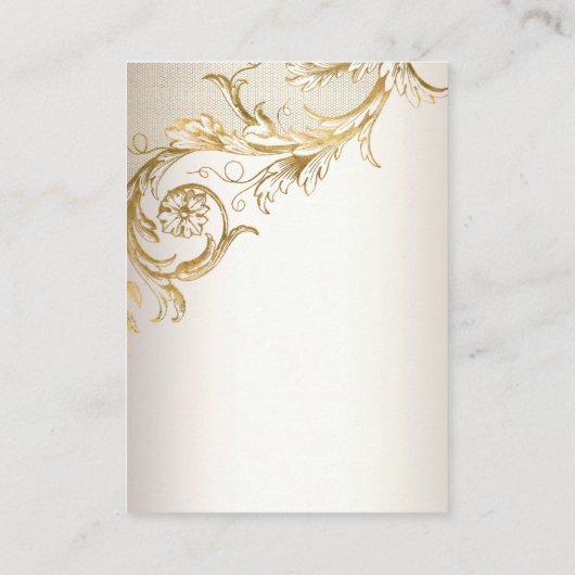 Details Elegant Gold Floral Damask Script Weduwsch Informatiekaartje (Achterkant)