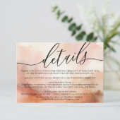 Details Elegant Roos Gouden Waterverf Bruiloft RSVP Kaartje (Staand voorkant)