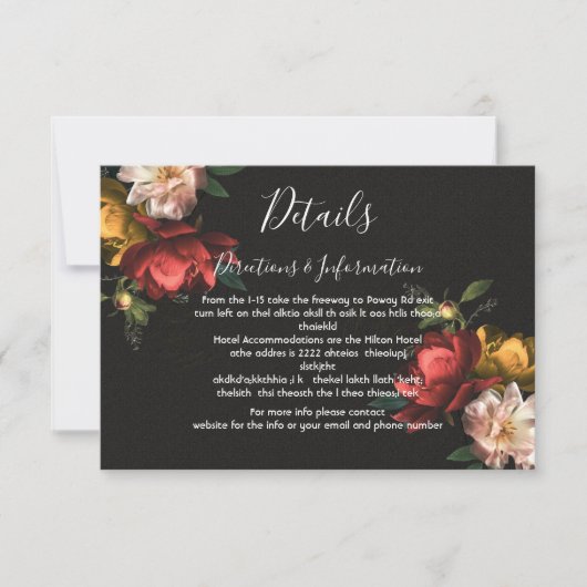 Details en info van Rembrandt Floral Wedding RSVP Kaartje (Voorkant)