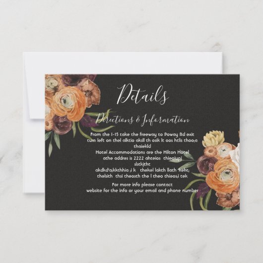 Details en info van Rembrandt Floral Wedding RSVP Kaartje (Voorkant)