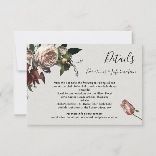 Details en info van Rembrandt Floral Wedding RSVP Kaartje (Voorkant)