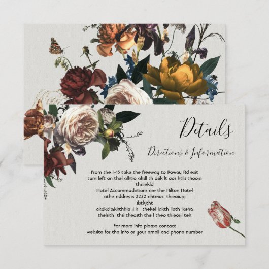 Details en info van Rembrandt Floral Wedding RSVP Kaartje (Voorkant / Achterkant)