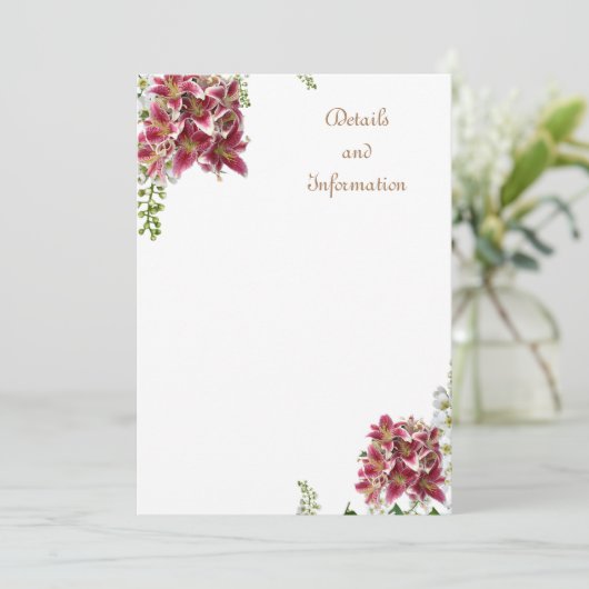 Details en Informatie Bruiloft Kaart (Staand voorkant)