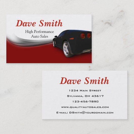 Details en service van de auto visitekaartje (Voorkant / Achterkant)