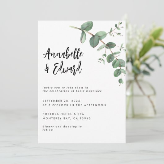 Details en uitnodiging over de bruiloft van eucaly (Staand voorkant)