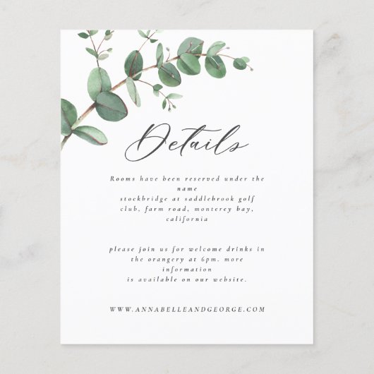 details en uitnodiging over het huwelijk flyer (Achterkant)