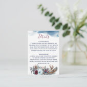 Details en website van het blauwe, Burgundy Floral Informatiekaartje (Staand voorkant)