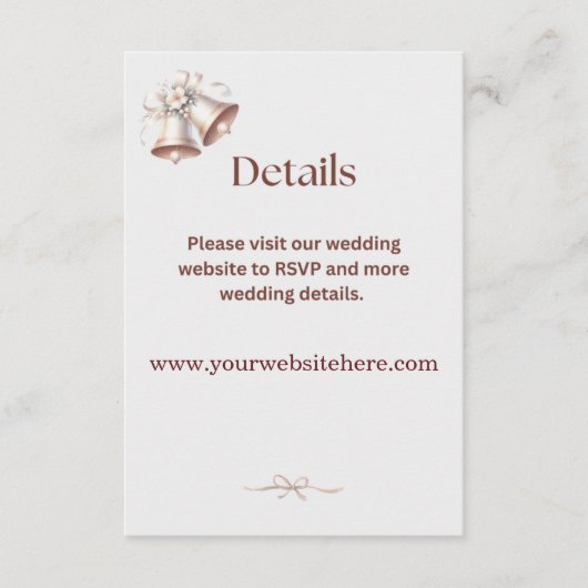 Details Enclosure Pink Wedding Bells Invitation  Informatiekaartje (Voorkant)