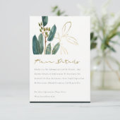 Details Eucalyptus Green Gold Foliage Weddenschap Informatiekaartje (Staand voorkant)