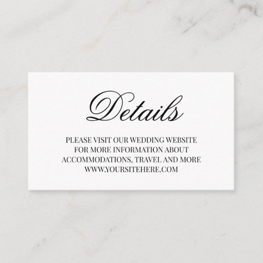 Details fancy scriptkalligrafie bruiloft informatiekaartje (Voorkant)