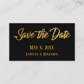 Details Faux Gold & Black Wedding Save the Date Visitekaartje (Voorkant)