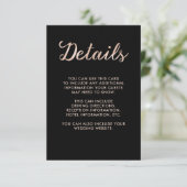Details Faux Roos Gold Bokeh en Black Guest Informatiekaartje (Staand voorkant)
