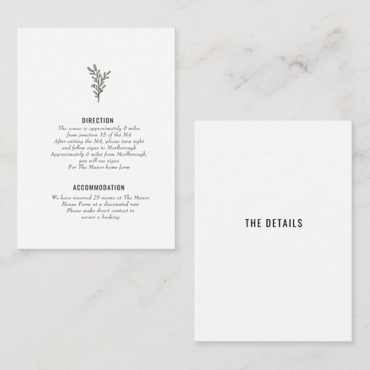 Details feest receptie ingesloten kaart (Voorkant / Achterkant)