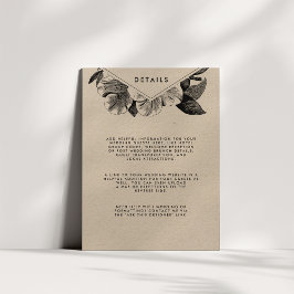 Details Floral Kraft Wedding Guest Informatiekaartje