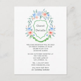 Details Floral Monogram Crest Wedding Guest Informatiekaartje