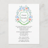 Details Floral Monogram Crest Wedding Guest Informatiekaartje (Voorkant)