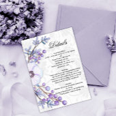 Details Floral Paarse Wedding Damask Informatiekaartje