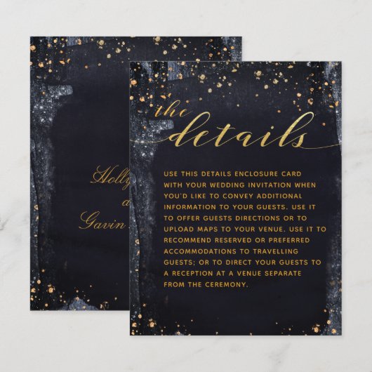 Details Gold Sterrennacht Wedding Informatiekaartje (Voorkant / Achterkant)