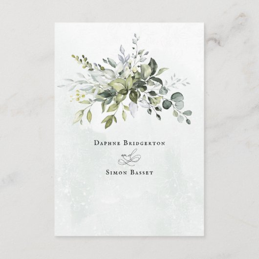Details Greenery-minimalistisch script bruiloft Informatiekaartje (Achterkant)
