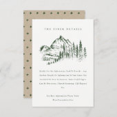 Details groene Bossen bergen schetsen bruiloft Informatiekaartje (Voorkant / Achterkant)