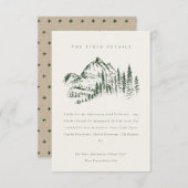 Details groene Bossen bergen schetsen bruiloft Informatiekaartje (Voorkant / Achterkant)