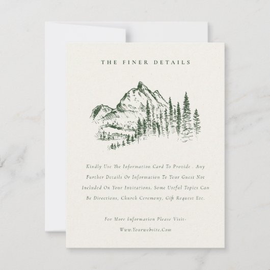 Details groene Bossen bergen schetsen bruiloft Kaart (Voorkant)